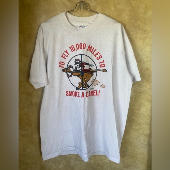 Hanes Other - Vintage 90s Gold Rush Hanes 50/50 White Graphic Men's Tee War Propaganda Novelty